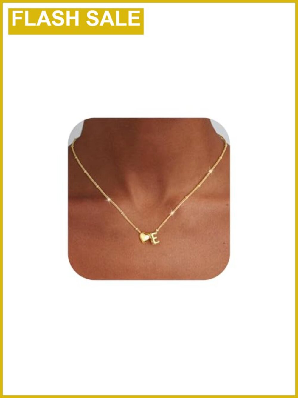 Dainty 14K Gold Plated Initial Heart Necklace Adjustable Choker